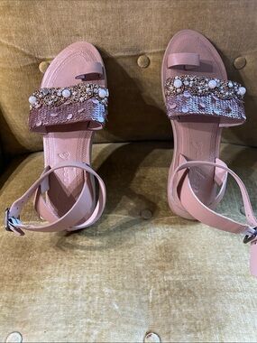 Free People tan leather sandals with beading, size 37 , new